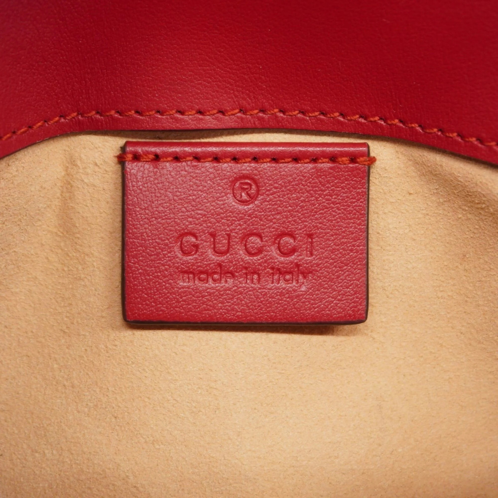 GUCCI Authentic Red Leather GG Marmont Shoulder Bag - Picture 5 of 8